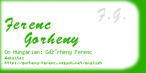 ferenc gorheny business card